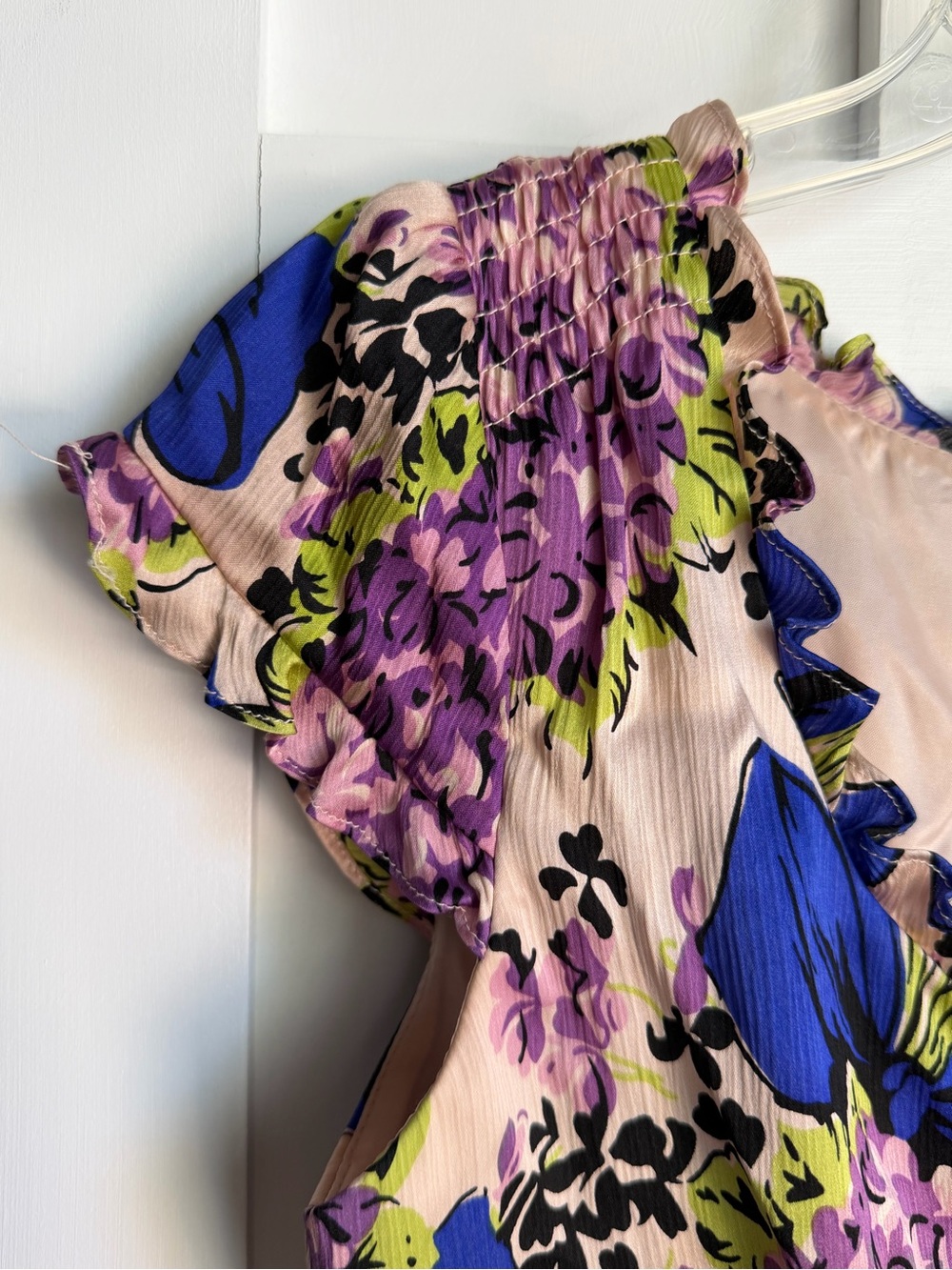 Nanette Lepore Pink Floral Ruffle Sleeve Silk Blouse - Picture 4 of 15